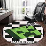 Minecraft Creeper Tooli alusmatt &Uuml;mmargune vaip - Kontorivaip, Masinpestav, Libisemisvastane, Sobib elutubadesse, Magamistubadesse 120cm white
