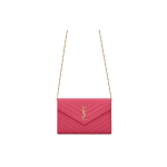 Saint Laurent YSL Monogramm Kett Kuldne Logo Tepitud Teraline Reljeefne Nahast &Otilde;lakott Naiste &Otilde;lakott Roosa 377828BOW015526 Basic Set (Bag+Dust Bag)