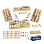 Kaasaskantav Rummy Puidust Kuubikum&auml;ngu Komplekt Digitaalne M&auml;ng koos Mahjongi Rummy Brixi & Numbrilaua Klassikalise Lauam&auml;nguga T&auml;iskasvanutele Lastele beež