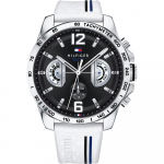 Tommy Hilfiger Decker Must sihver Valge silikoon/kummirihm Meeste kvartsikell 1791475 must