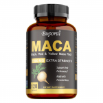 Orgaanilised maca juure kapslid, 1500 mg portsjoni kohta, annavad energiat, tasakaalustavad hormoonitasemeid, gluteenivabad, vegan. 120