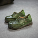 Johnature Ehtne Nahk Retro L&auml;bil&otilde;ikega Hingavad Sandaalid Mitmek&uuml;lgsed Mugavad Naiste Slip-on Kingad 35 roheline