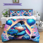 Armas Sinine Eeyore ja Karupoeg Puhh Prindiga Voodipesukomplekt &ndash; T&auml;iuslik Laste Magamistoa Kaunistamiseks. 140x200cm