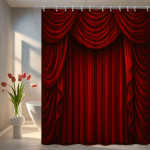 Punase sameti teatrikardina du&scaron;ikardin Dramaatilised lavakardinad Elegantne luksuslik vannitoa sisustus Veekindel Lihtne paigaldada W180H200(CM)-1 Pcs