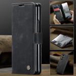 Samsung Galaxy Z Fold 7 5G 2026 Flip-&uuml;mbris Nahast Kaardihoidjaga Raamat-&uuml;mbris Samsung Z Fold7 &Uuml;mbris Z Fold7 Fold 6 5 4 Magnetiline Capa Z Fold 4 must