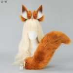 2 tk/komplekt Karvased Rebasek&otilde;rvad ja Saba Anime Pl&uuml;&uuml;sist Kassi-Koera K&otilde;rvad Peav&otilde;ru Roosa Loomasaba Kohev Cosplay K&otilde;rvad Saba M&auml;ngu Rollim&auml;ng ear and tail white