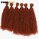 FREEDOM S&uuml;nteetilised Afro Kinky Krussis Juuksepikendused 6 tk/partii 260g Pikad S&uuml;nteetilised Juuksepakid Ombre Pruunid Kudumispatsid V&otilde;ltskiud (as the picture,22 24 26 6PCS) black