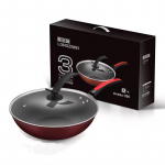30 cm pann Wok mittenakkuv pann roostevabast terasest nakkumatu pann k&auml;rgstruktuuriga mittekleepuva p&otilde;hjaga pann klaasist kaanega (as the picture,1 set)