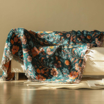 Retro voodikate voodil Puuvillane mitmekihiline gaas Lilleline lind R&auml;tik-tekk AB-poolt Tutt-tekk Diivanikate Multifunktsionaalne kate 150x200cm gray