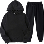 Meeste kapuutsiga spordidress, Unisex, kaheosalised jooksuriided, pikkade varrukatega pulloverid, pusad ja dressip&uuml;ksid M must