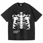 Retro Pestaudusega Vintage T-s&auml;rk Naiste Streetwear Blsack Topid Skeleti Prindiga Grunge Gooti &Uuml;lem&otilde;&otilde;tmeline T-s&auml;rk Streetwear Naiste T-s&auml;rk S