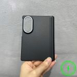 Samsung Galaxy Z Fold 8 jaoks 1500D s&uuml;sinikkiust tekstuuriga magnetilise liigendiga kaitse&uuml;mbris Magsafe juhtmevaba laadimiseks &Auml;rikate Galaxy Z Fold 8