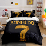 Ronaldo 7 Must Kuldne Voodipesu  Voodipesu Tekikoti Komplekt Tekikott Padjap&uuml;&uuml;rid  (1 * Tekikott 2 * Padjap&uuml;&uuml;ri, ilma tekita) 135x200cm