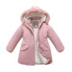 -30℃ Talvine pikk t&uuml;drukute jope &Uuml;hev&auml;rviline vooder Fliis Paks Soe Tuulejope mantel 4-12-aastastele teismelistele lastele Puuvillane lumekost&uuml;&uuml;m 110cm roosa
