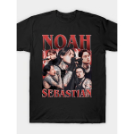 Meeste Noah Sebastian The Dark Melody T-s&auml;rk | Muusikateemaline tr&uuml;kiga &uuml;mmarguse kaelusega t-s&auml;rk kunstniku nimega, vabaaja Harajuku stiil, &uuml;mmargune kaelus, kerge venivus 5XL must