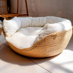 Lemmikloomavoodi Pehme Kassi puur Koeravoodid Diivan Bambusest kudumine Nelja hooaja hubane pesakorv Veekindel Eemaldatav padi Magamiskott (as the picture,32cmx32cm)