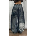 Meeste Y2K L&otilde;dva L&otilde;ikega Teksap&uuml;ksid Tikandiga Hip Hop Streetwear Lai Jalg Sirge L&otilde;ige XL gray