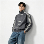 Meeste Kitsas Kerge Jalgrattajope Seisva Kraega Retro Nuppudega V&auml;lisspordi R&otilde;ivad Medium gray