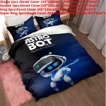 Astro Bot Voodipesukomplekt 3D digitaalse tr&uuml;kiga Laste magamistoa kaunistuseks Style F,Single(135x200cm)