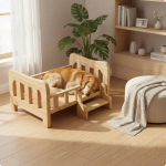 K&otilde;rgendatud komposiitmaterjalist voodi Puidust lemmiklooma magamisjaam koertele Nelja hooaja Solid Wood Bed a brown
