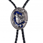 Vintage aborigeenid Silver Wolf Western Rodeo Bolo nahast kaelaside as described kirjud v&auml;rv