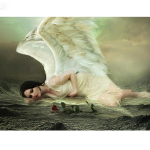 Teemantmaal Ristpistes Teemanttikandid Mosaiik Komplektid Tiivad Naine P&auml;kapikk Haldja pilt 20X30CM