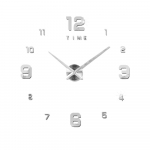 Horloge Murale Bricolage Horloge Murale Miroir 3D Sans Cadre Grand Muet Silver&EA005