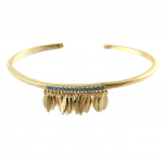 Les Tr&eacute;sors De Lily [P1976] - Bracelet plaqu&eacute; or ouvert 'Navajos' turquoise dor&eacute; t&uuml;rkiissinine