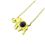 7bis [Q1515] - k&auml;sitsi valmistatud mustast kullast kaelakee  Elevant  - 15x9 mm must