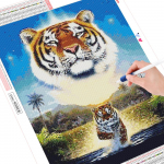 Tiger Diamond Painting Full Round Animal K&auml;sitsi valmistatud tikandid Kodukaunistus 20X30CM