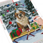 Teemantmaal T&auml;isruudukujuline &uuml;mmargune j&otilde;uluteemanttikandid Koer Loom Mosaiik N&auml;put&ouml;&ouml; K&auml;sitsi valmistatud kingitus Full Round (20X30CM)