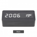 LED puidust &auml;ratuskell H&auml;&auml;ljuhtimine Kellaaeg Kuup&auml;ev Temperatuur Digitaalsed ristk&uuml;likukujulised lauakellad