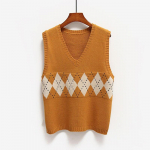 Spliced ​​sviiter vest naiste V-kaelusega vabaaja vintage pullover kootud kampsun pehme avara varrukateta top S khaki