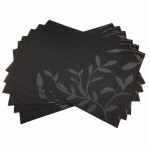 Komplektis 6 PVC dekoratiivset vin&uuml;&uuml;list alusmatti s&ouml;&ouml;gilaua ja voodipesu jaoks, k&ouml;&ouml;gitassi &otilde;llemati alusalus uusaasta 1lot (6pcs) must