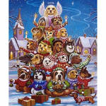 5D DIY Teemantmaali Koerte perekond Ristpistete komplekt Mosaiik Teemanttikandid Roos t&auml;isringi/ruudukujuline puur Kodukaunistus Round 20x30cm