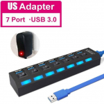 USB-jaotur 3.0 5Gbps kiire 4/7-pordiline jaotur koos sisse-/v&auml;ljal&uuml;litiga mitme toiteadapteri kiire jaotur personaalarvuti s&uuml;learvuti jaoks USB3.0 7Port with US