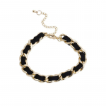 Lahe kullast k&auml;ev&otilde;ru must punutud v&ouml;&ouml; kulumiskett k&auml;ev&otilde;ru Naiste ehtetarvikud