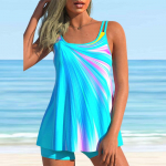 Naiste ilus seljaga Camisole ujumistrikoo bikiinid Tankini Pink Stripes ujumistrikoo S
