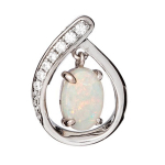 Les Tr&eacute;sors De Lily [R3029] &ndash; k&auml;sit&ouml;&ouml;na valmistatud h&otilde;bedane ripats  Goddess Opal  h&otilde;bevalge (roodiumiga kaetud) - 14x11 mm valge