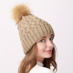 Naiste pl&uuml;&uuml;sist paksendatud villane m&uuml;ts s&uuml;gistalvine &otilde;ues k&uuml;lmakindel, sooja hoidev kootud m&uuml;ts OneSize khaki