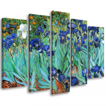 Viieosalise pildiga l&otilde;uendiprint Vincent Van Gogh Irises 100x70 lilla