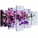 Viieosalise pildiga l&otilde;uendiprint Flowers Purple Nature 100x70 lilla