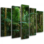Viieosaline pildil&otilde;uenditr&uuml;kk Rainforest Nature 100x70 roheline