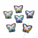 Akr&uuml;&uuml;lhelmed V&auml;rvilised plaaditud kahev&auml;rvilised liblikahelmed meisterdamiseks kaelakee k&auml;ev&otilde;ru k&otilde;rvar&otilde;nga ehete valmistamiseks 20x16mm 4pcs fuksia