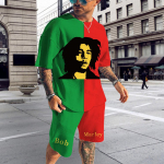Suvised BoB Marley Reggae T-s&auml;rgikomplektid Mood Jooksmine L&uuml;hikeste varrukatega Harajuku &Uuml;likond Meeste Spordidress 3D Prinditud Hingavad riided 6XL 4XL