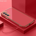 Luksuslik kaelapaelaga kaetud silikoonist &uuml;mbris Samsung Galaxy S23 S22 S21 S20 FE S10 Plus Note 20 Ultra A13 A32 pehme kaitseraua kattega A81 punane