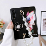 Armas &otilde;itsev kameelia kaasaskantav p&auml;rl k&auml;ev&otilde;ru kate Samsung Galaxy Z Fold 4 3 2 jaoks PU nahast p&otilde;rutuskindlad tagakaaned For Samsung Z Fold 4 roosa