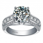 Hoyon Natural 2 Carats Moissanite Ring For Men Jewelry Solid S925 Silver Color Real Platinum Gemstone Anillos Bizuteria Party Resizable