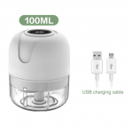 Mini-USB juhtmevaba elektriline k&uuml;&uuml;slaugupurustaja-pressi hakklihamasin K&ouml;&ouml;givilja-t&scaron;illi lihaveski toit 100ml valge