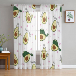 Avokaadorohelised armsad puuviljad Multifilmi t&uuml;llkardinad elutoa sisekujunduseks, l&auml;bipaistev &scaron;ifoon, l&auml;bipaistev aknakardin 1 PCS W100XH250cm